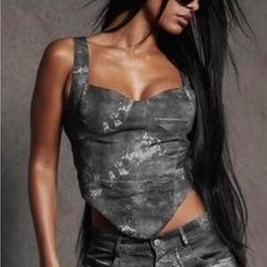 NWT Murci Acid Wash Corset Top